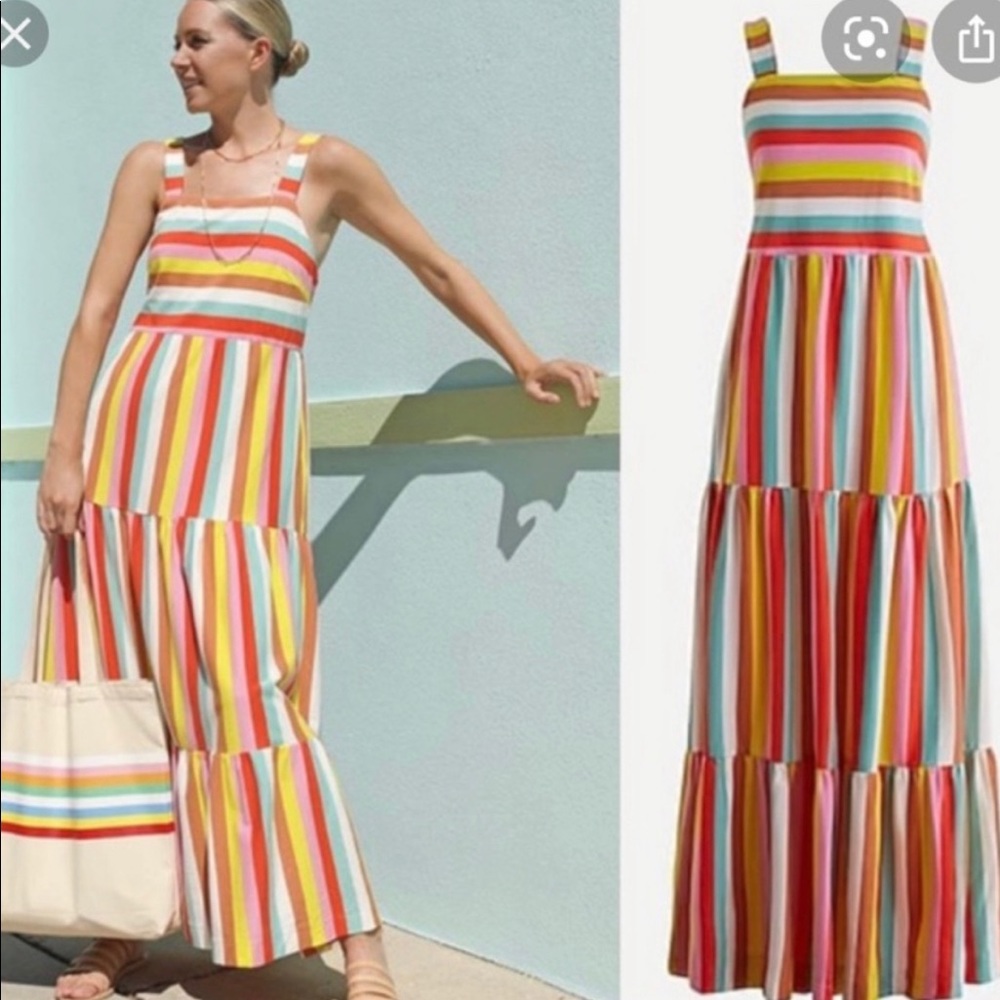 J crew Maxi dress in rainbow stripe
